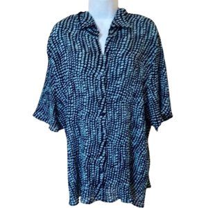 Blue Printed Blouse and SKirt Set Size 1X